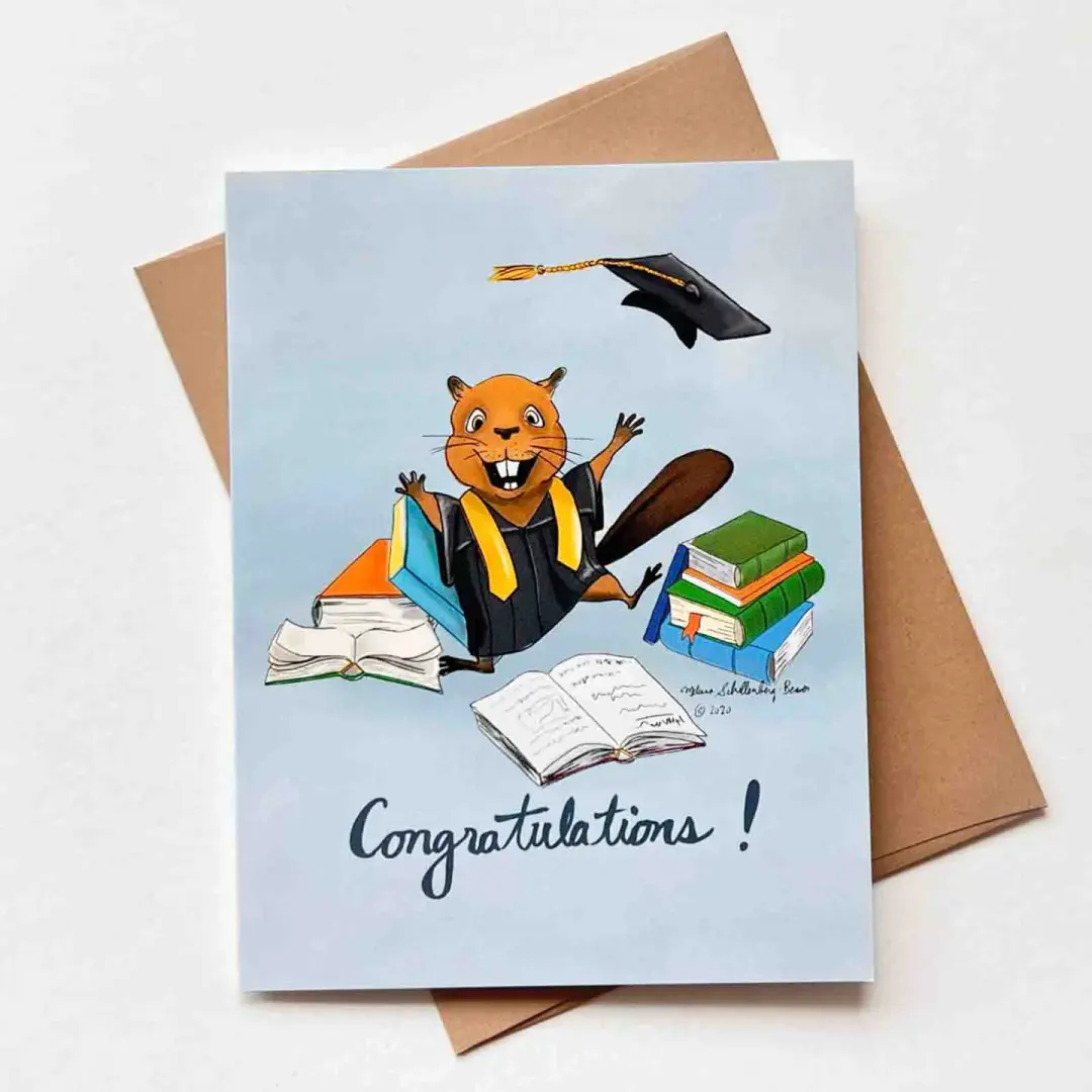 Beaver Graduation Card, Wholesale 6 Pack