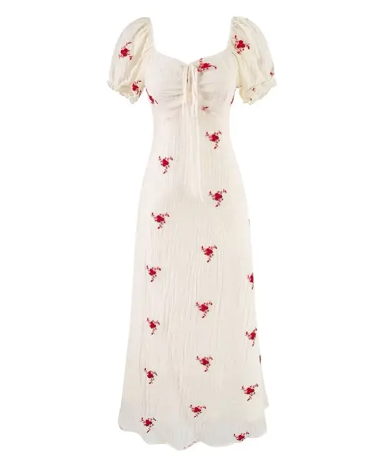 French retro printed tea dress 2025 new waist slim long dress R2589