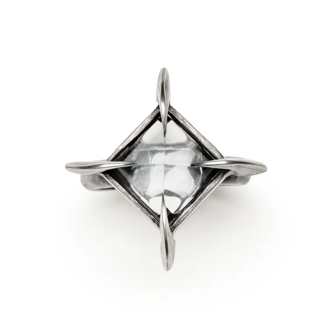 Petite Tomb of Memory. Clear Quartz Ring. Size 8.5.