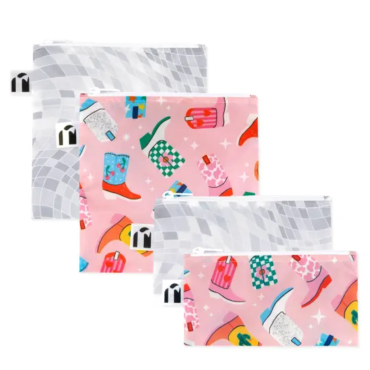 Reusable Snack Bag 4 Pack: Disco Boots