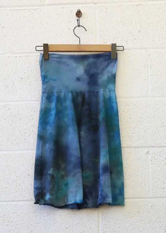 OOAK - Warrior Simplicity Short Skirt  / XS / Med Hemp/Organic Cotton / Ice Dye (162)