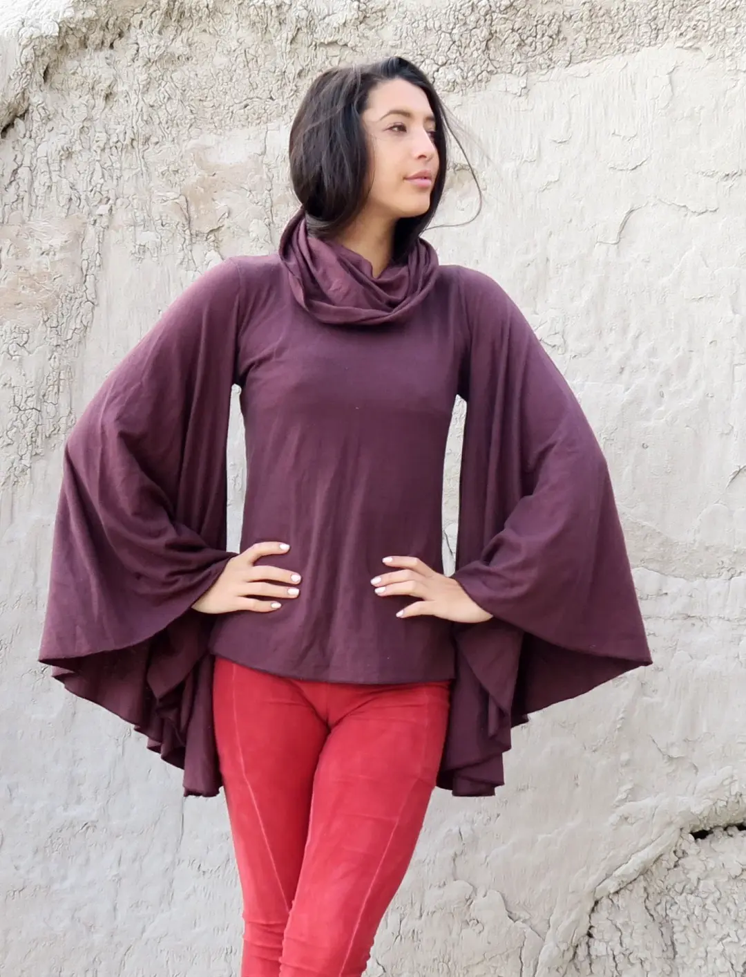 Chunky Cowl Priestess Sleeve Simplicity Shirt
