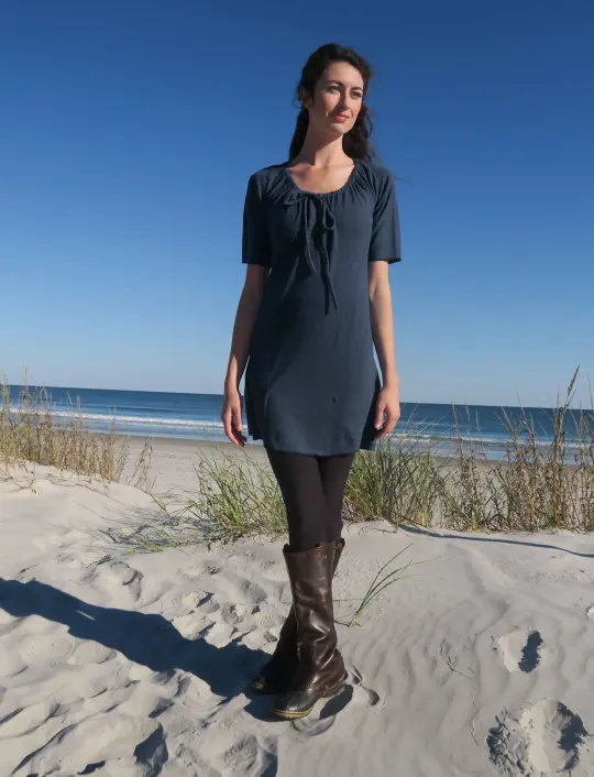 Drawstring Collar Simplicity Tunic