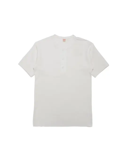 The Real McCoy's MC23022 Union Henley Undershirt S/S White