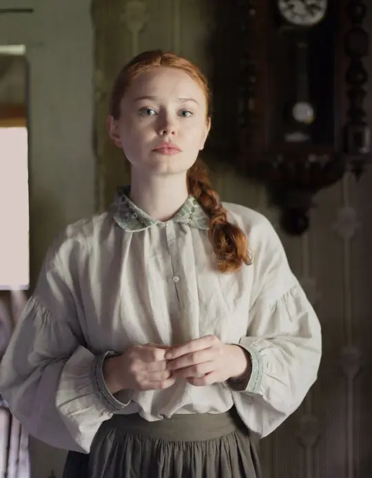 Blouse 'Valeria' en lin brodé menthe