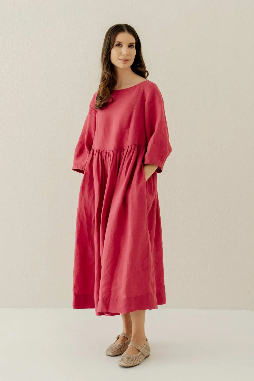 Smock Gaia Nursing Dress, 3/4 Sleeve