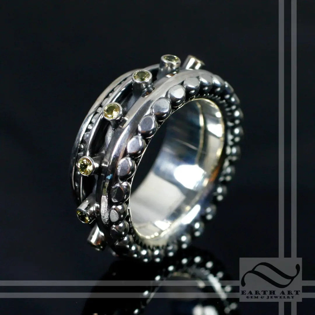 Sterling and Yellow Sapphire Men's Steampunk Band