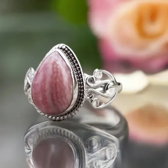 Auria - Rhodocrosite Ring in Sterling Silver
