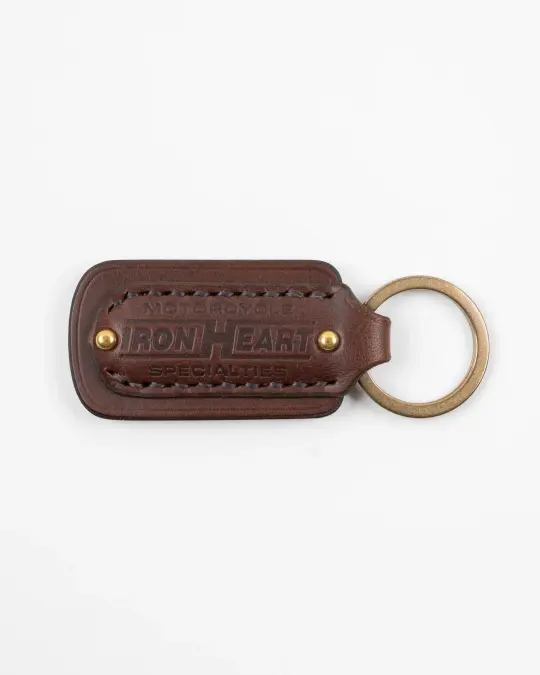 Buttero Leather Key Ring w/Embossed Iron Heart Logo - Brown