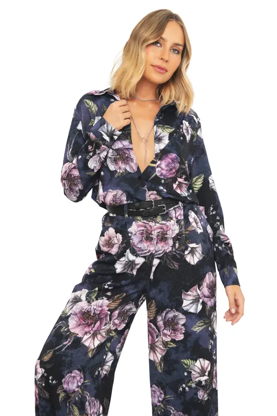 Blooming Watch Long Sleeve Button Through Shirt
