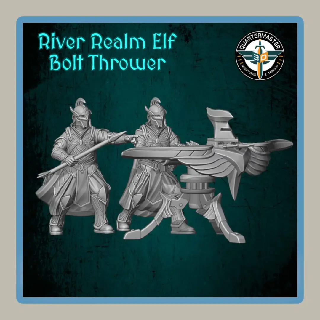Render of 28mm miniature elf bolt thrower