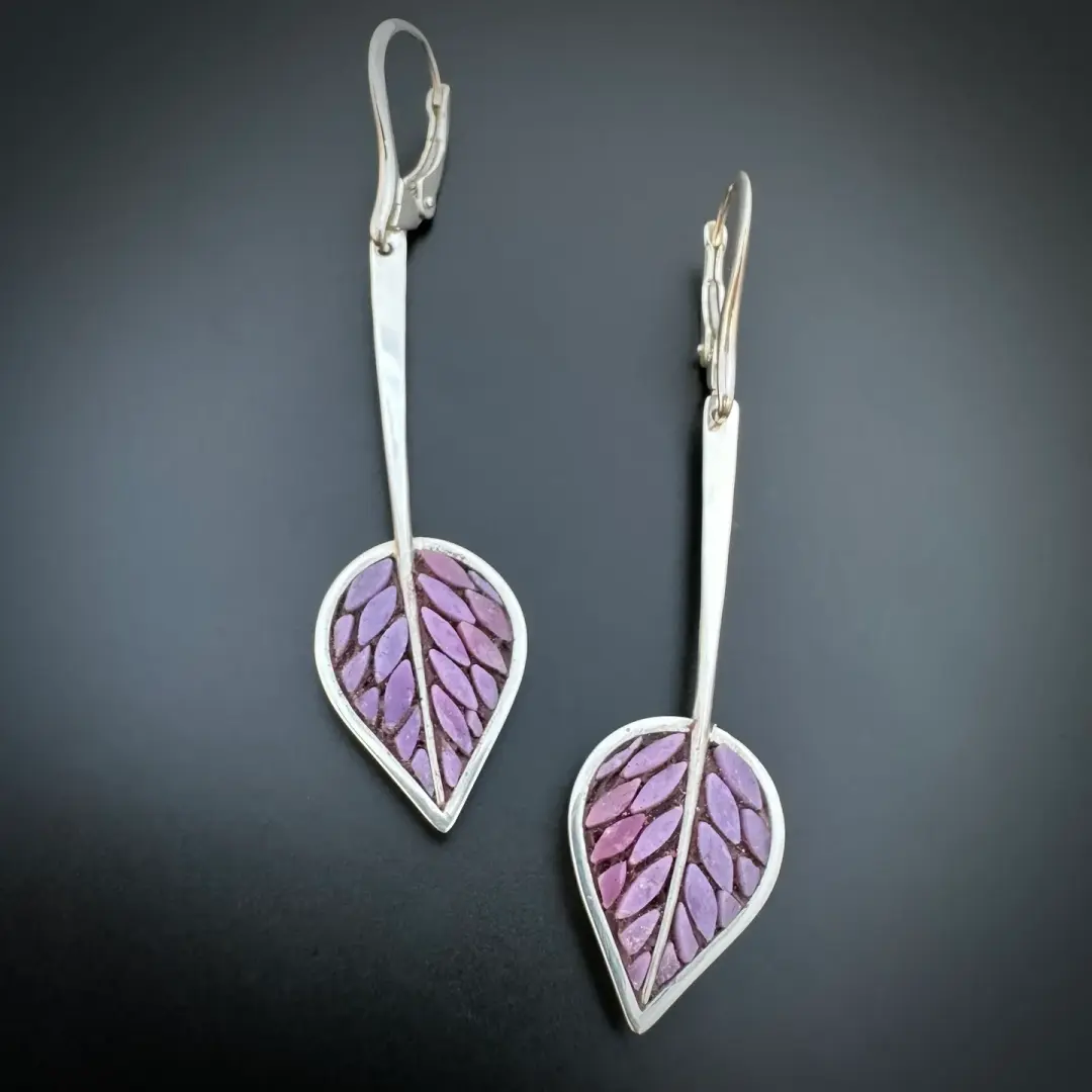 Lilac Leaf & Stem Earrings