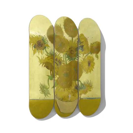 Van Gogh Sunflowers Skateboard Art – Triptych