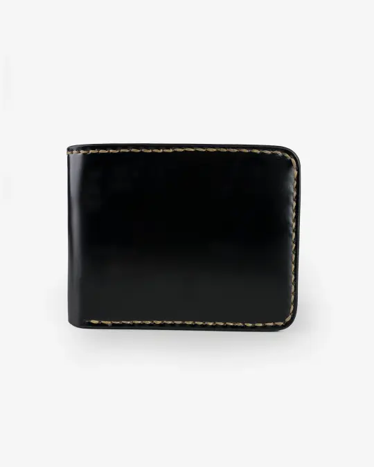 Slimline Small Shell Cordovan Wallet - Black