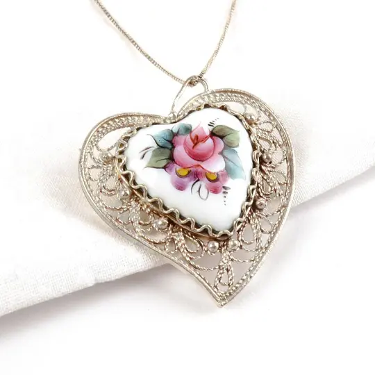 Finift Heart Pendant or Pin