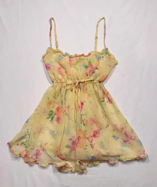 Pretty Yellow Floral Homecoming Dress ,A-Line Spaghetti Straps Corset Summer Dress RS797