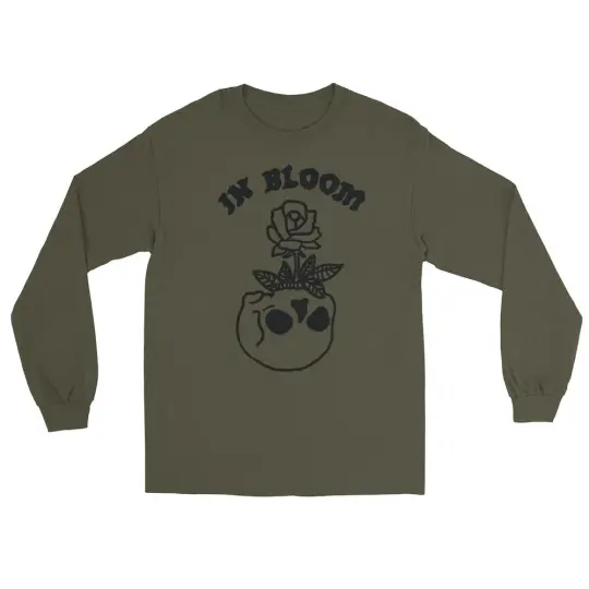 In Bloom military green long sleeve t-shirt
