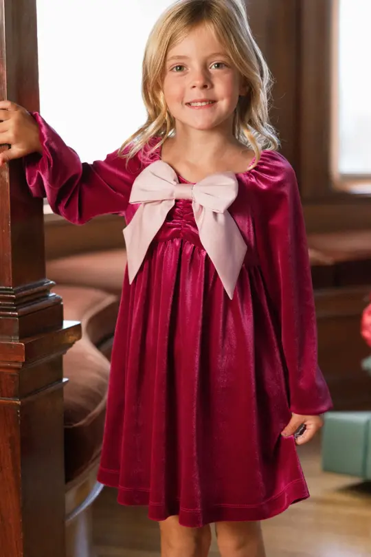 Mini Jewel Dress in Merry Magenta Velvet