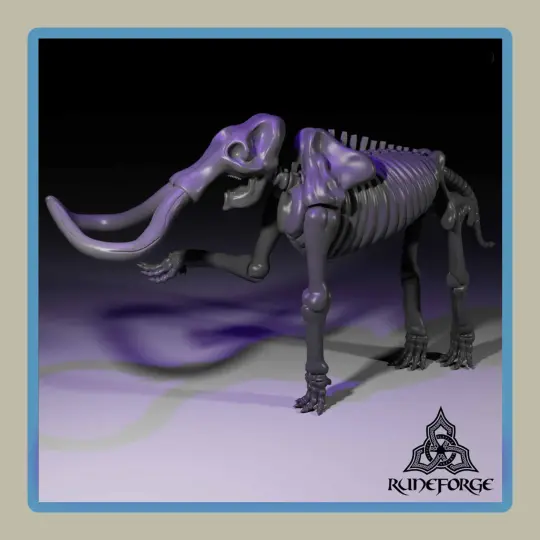 render of 28mm miniature skeleton crewed mammoth walking fortress