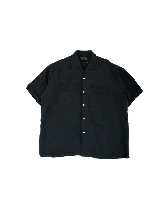 Beams Plus Open Collar 1/40 Linen Charcoal