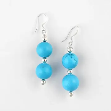 Bright Turquoise Beads Hook Earrings