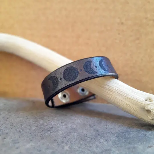 Moon Phase Leather Bracelet | Celestial Cycle Cuff for Inner Balance