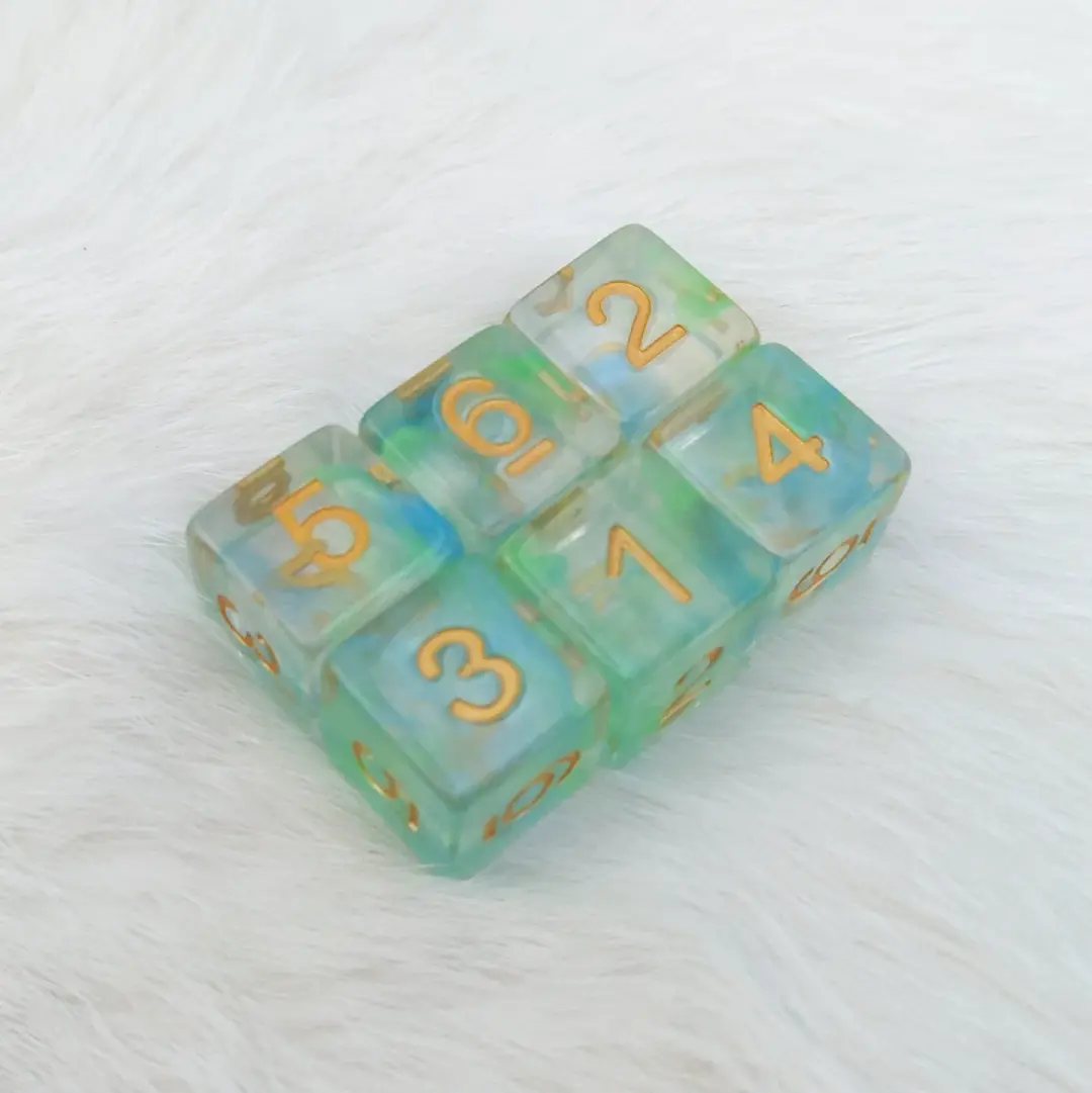 Water Serpent D6 Set – 6-Piece Blue Aquatic Serpent DnD Dice