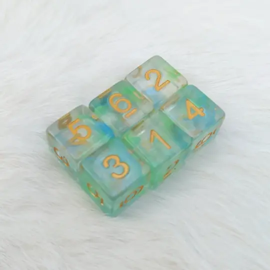 Water Serpent D6 Set – 6-Piece Blue Aquatic Serpent DnD Dice