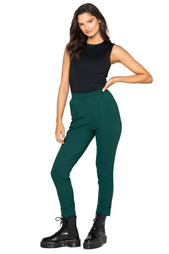 Moss Push It Ponte High Waisted Cuffed Pants