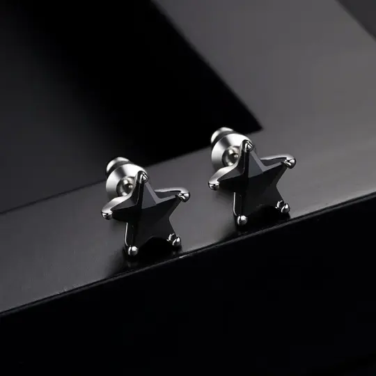 BlackStar Stud Earrings (Zircon Stone)