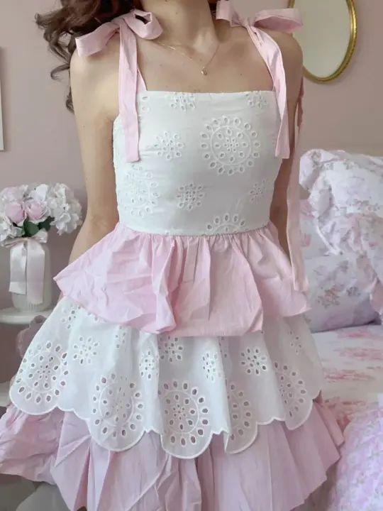 Sweet Openwork Pattern Women's Homecoming Dress Blush Pink Waist Fitted Short Prom Gown Birthday Dress RS3355