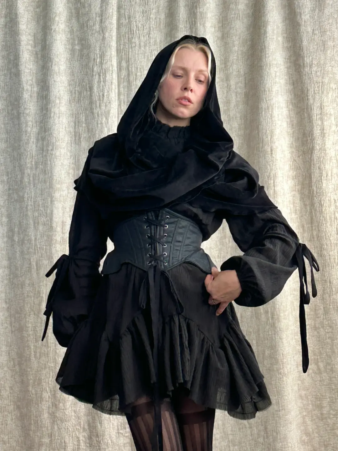 FW '26: Severina Corset Belt in Black Waxed Canvas (Pre-Order)