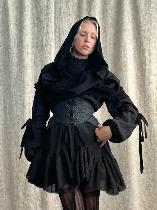 FW '26: Severina Corset Belt in Black Waxed Canvas (Pre-Order)