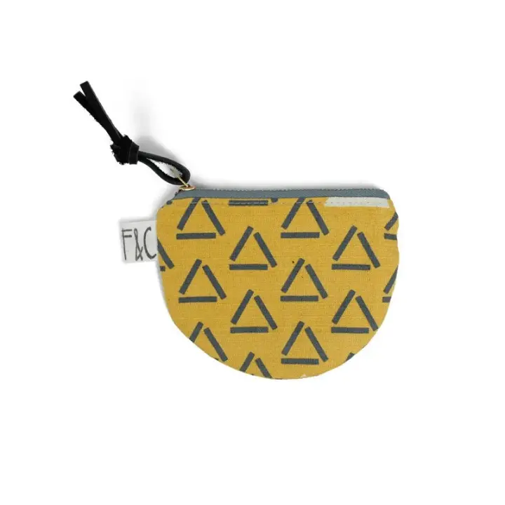 Richmond Half Moon Pouch in Ochre Triangles