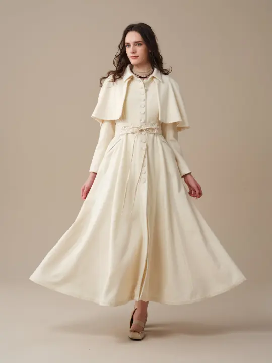 Charlotte 01 | 100% Wool Cape Trench Coat