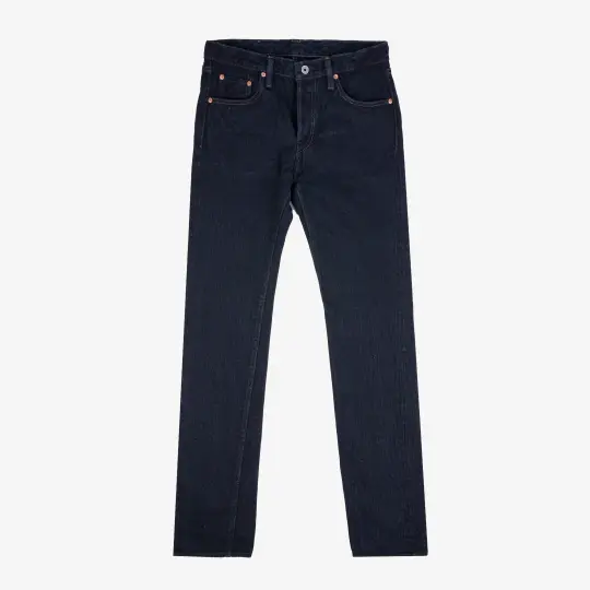 16oz Slubby Selvedge Denim Slim Straight Cut Jeans - Indigo Overdyed Black