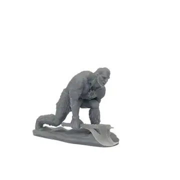 Unpainted 28mm 3D-printed resin frost giant crawling forward roaring, dragging a broad axe - tabletop RPG miniature for D&D, Pathfinder & wargaming
