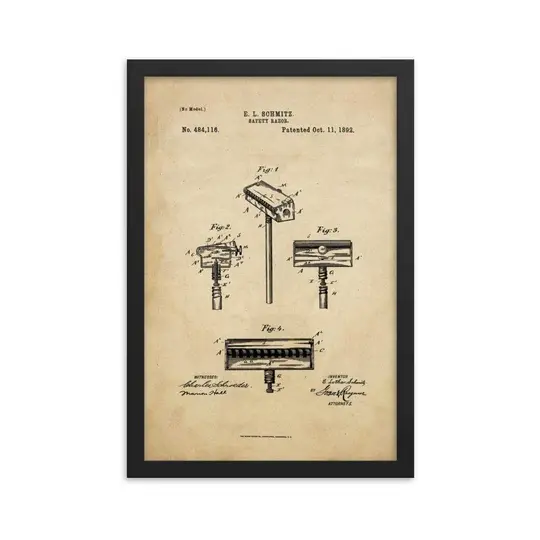 Vintage Schmitz Safety Razor Patent Drawing
