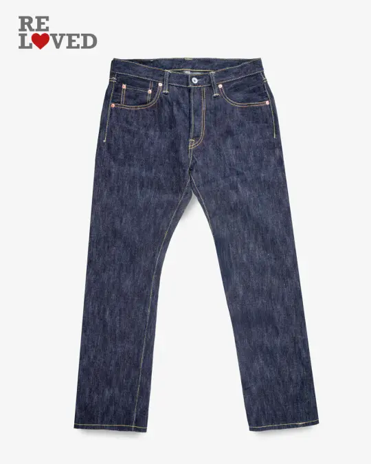 16oz Slubby Selvedge Denim Slim Tapered Cut Jeans - Indigo (IH-777S-SLB) Tag 33, Hemmed to 27.5"