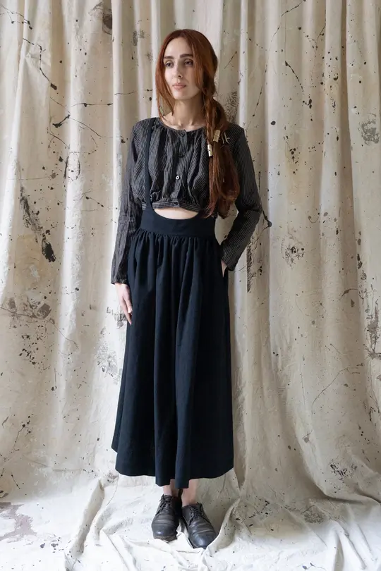 Ursula Skirt - Black Linen