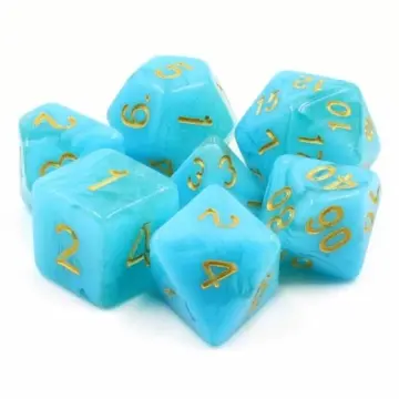 Atlantis Dice Set – Light Shimmering Blue Resin