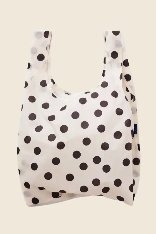 Standard Baggu, Cream & Black Polka Dots