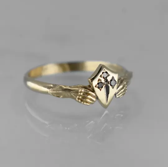 Pavé Dagger Stronghold Signet with Black Diamonds