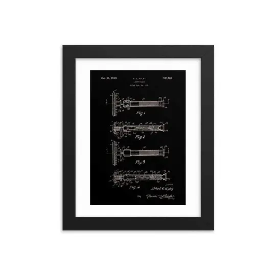 Vintage "Swivel Head" Patent Drawing 1933 Elegant Black Framed Print