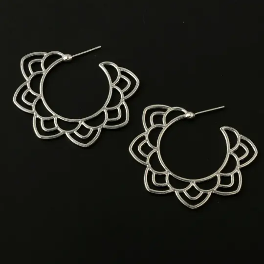 Hoop Brass Earrings Silver