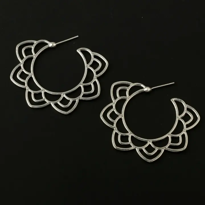 Hoop Brass Earrings Silver