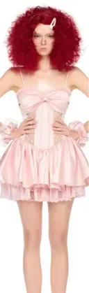 Pink suspender fishbone slim fit princess skirt homecoming dress R4410