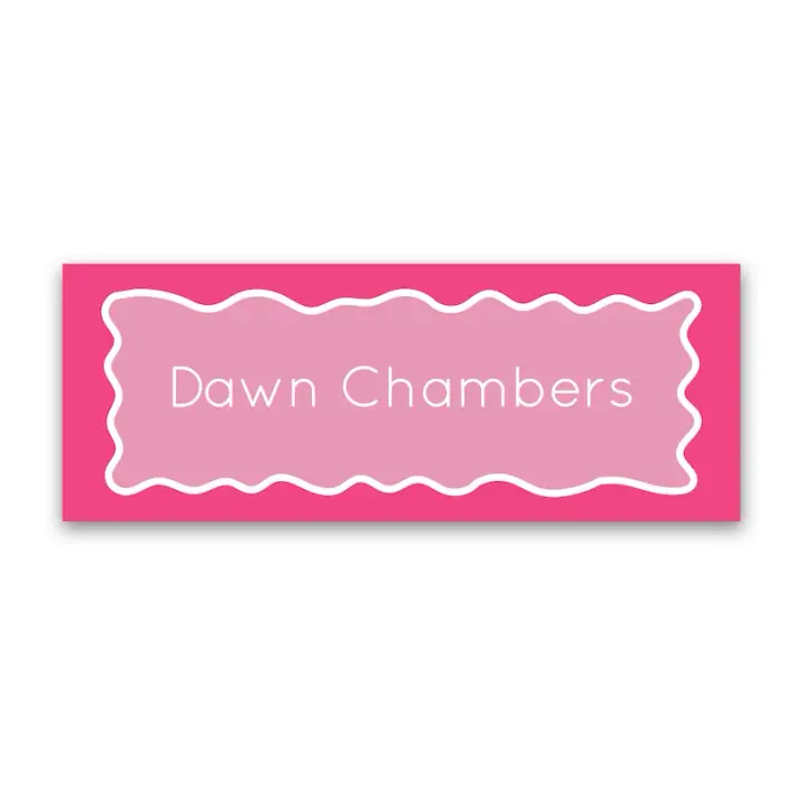 Girl's Monochromatic Wavy Border Vinyl Sticker Label