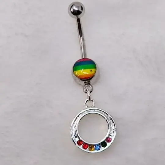 Australian Crystal Pride Navel Ring in Surgical Steel