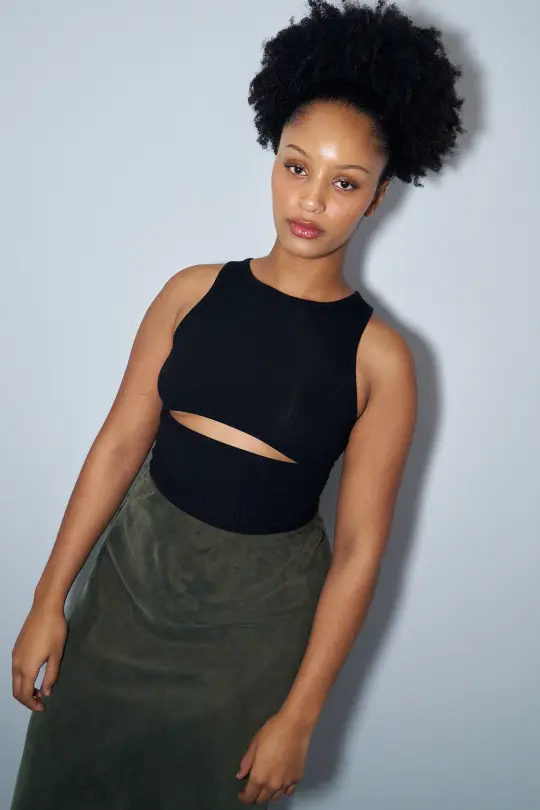 Underboob Tencel Rib Tank Black